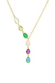 Gemstone Teardrop Journey Necklace