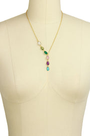 Gemstone Teardrop Journey Necklace