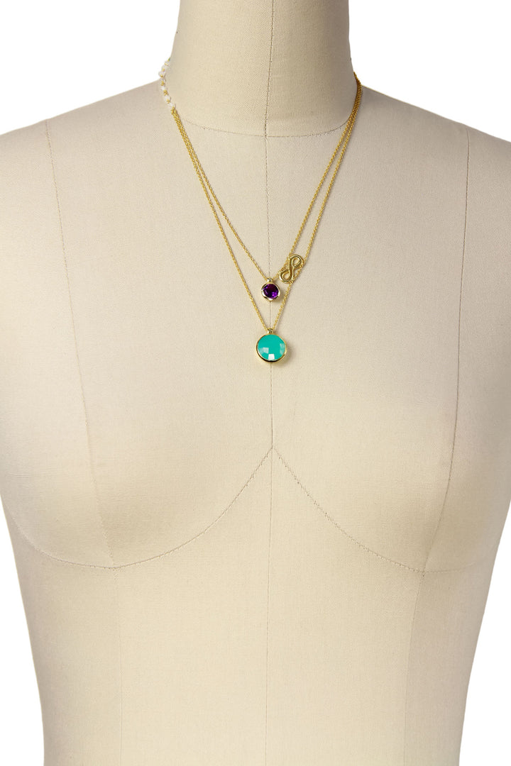 Aqua Chalcedony, Amethyst Double Layer Infinity Necklace