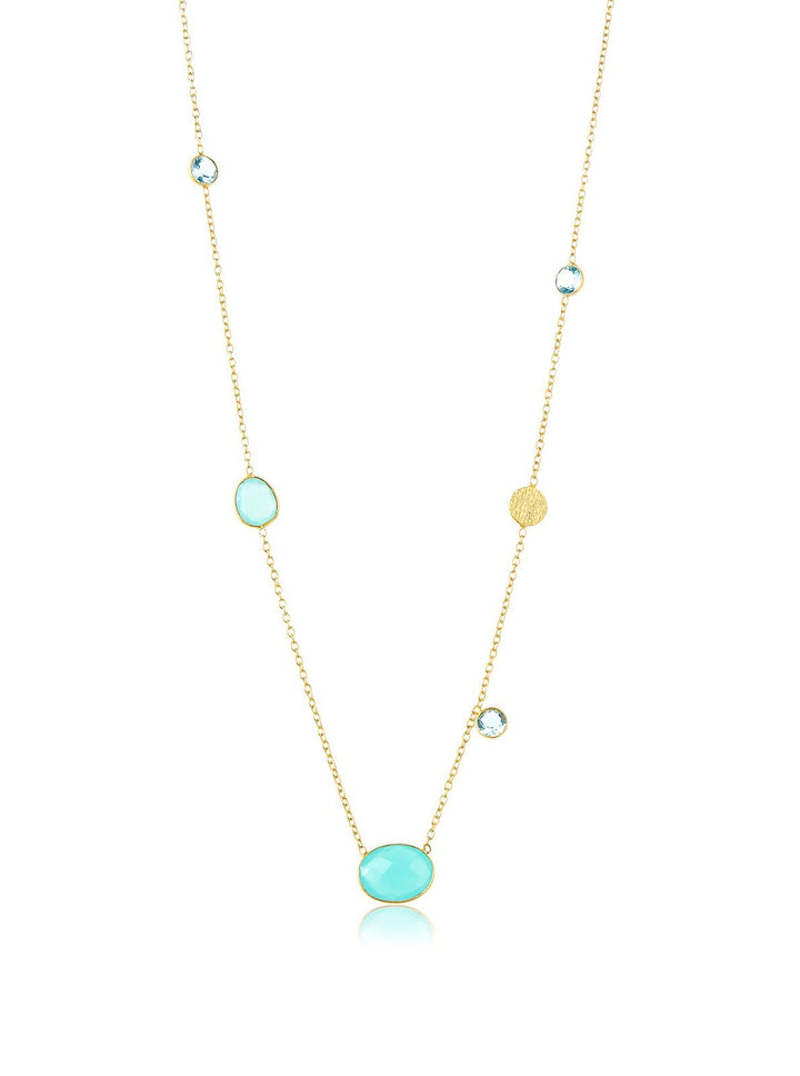 Saachi Blue Topaz & Aqua Chalcedony Necklace