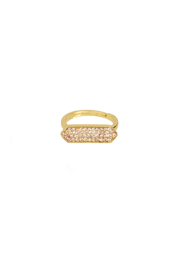 Crystal Bar Gold Plated Ring