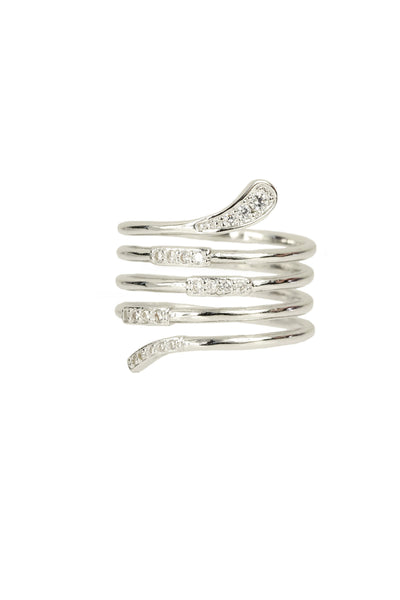 Rhinestone Coil Wrap Ring