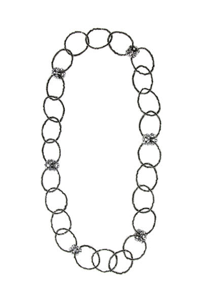 Matte Black Beaded Circle Necklace