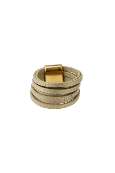 Leather Metallic Ring