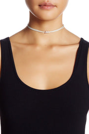 Metallic Taupe Leather Choker with crystal