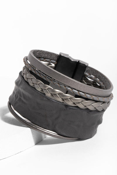 Harley Braided Multi Strand Stackable Leather Bracelet