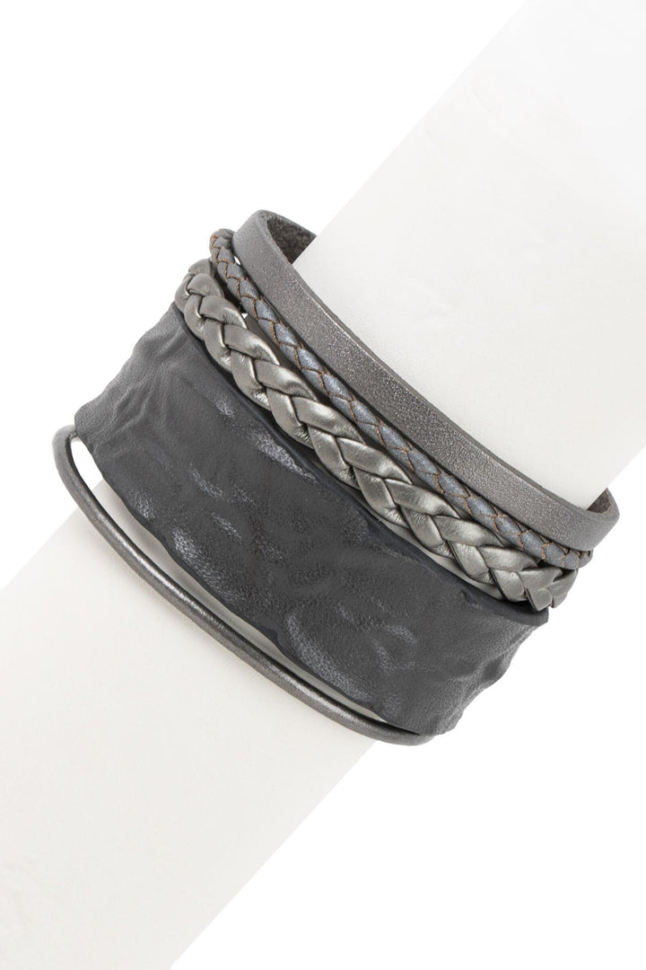 Harley Braided Multi Strand Stackable Leather Bracelet