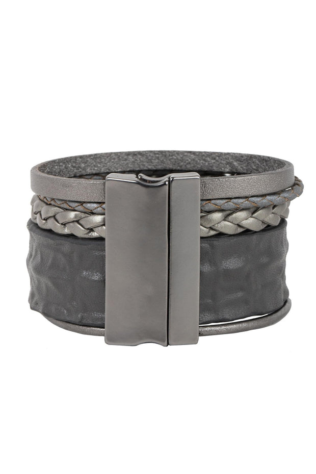 Harley Braided Multi Strand Stackable Leather Bracelet