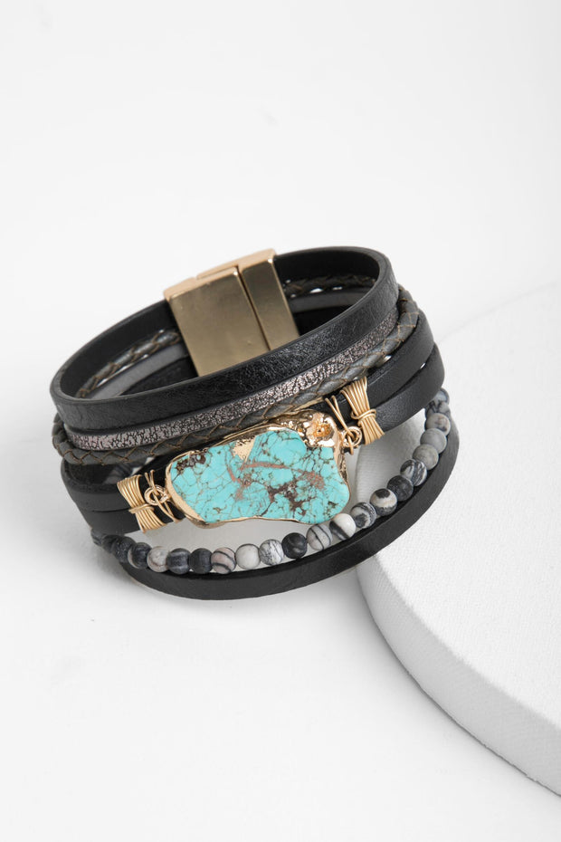 Aquamare Leather Bracelet