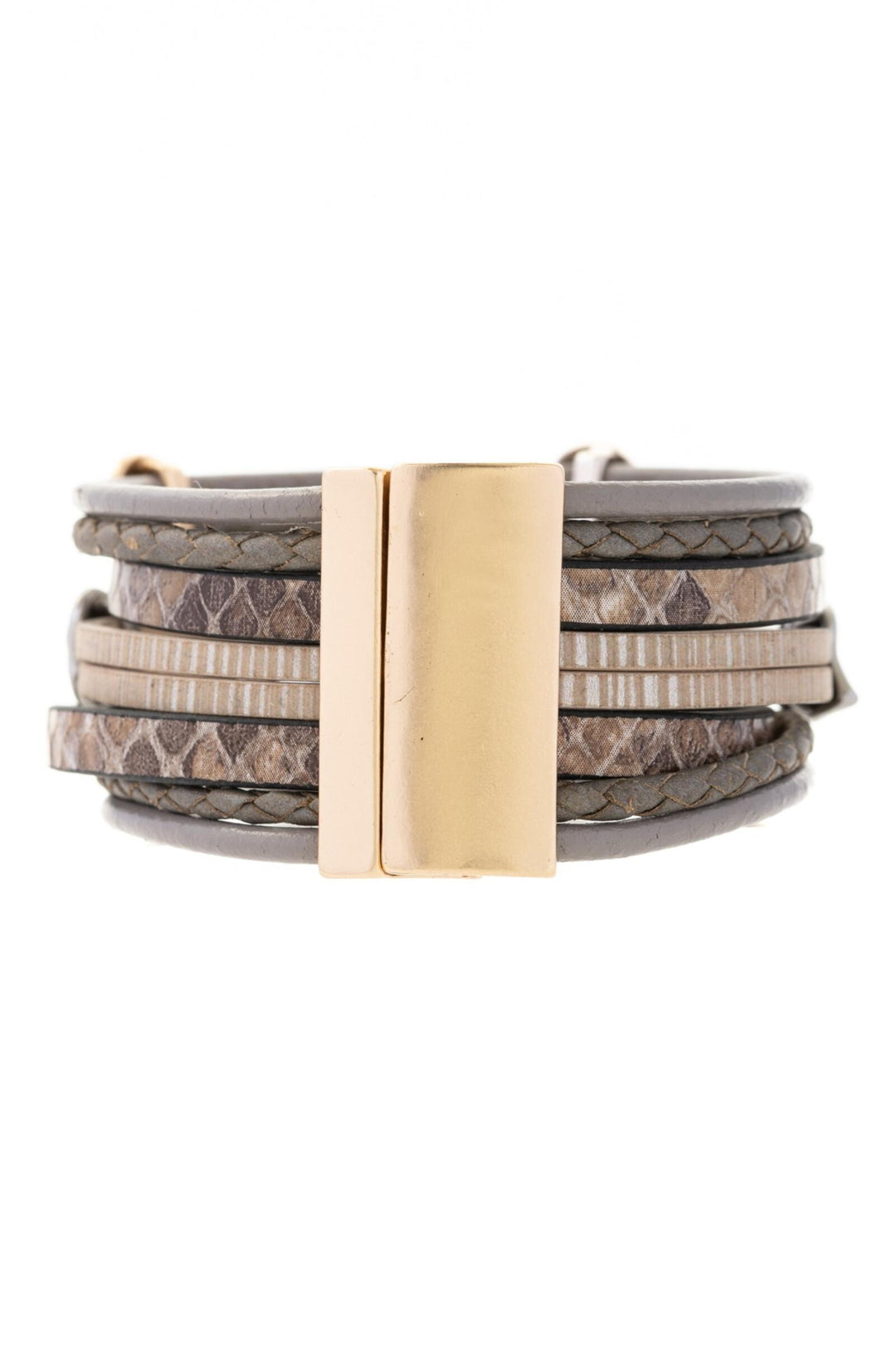 Metallic Foliage Leather Bracelet