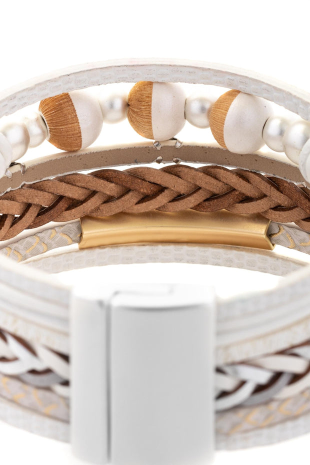 Wooden Beads Leather Bracelet