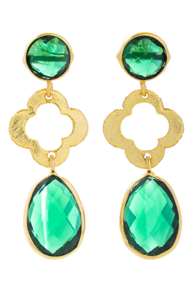 Quatrefoil Dangle Gemstone Earrings