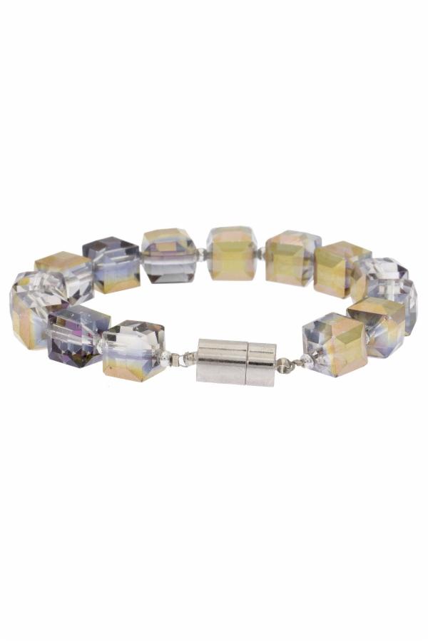 Faceted Bead Stretch Bracelet With Magnetic Clasp