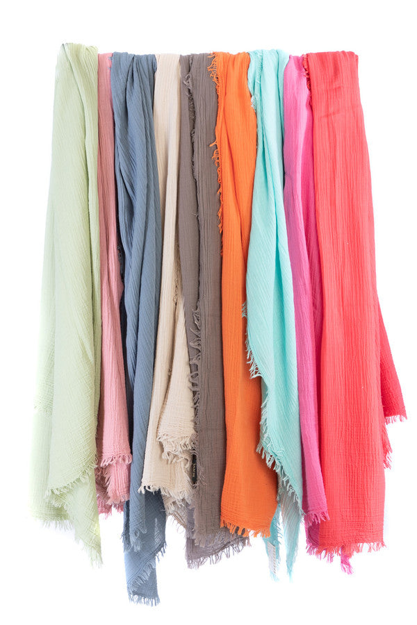 Solid Cotton Fringed Scarf