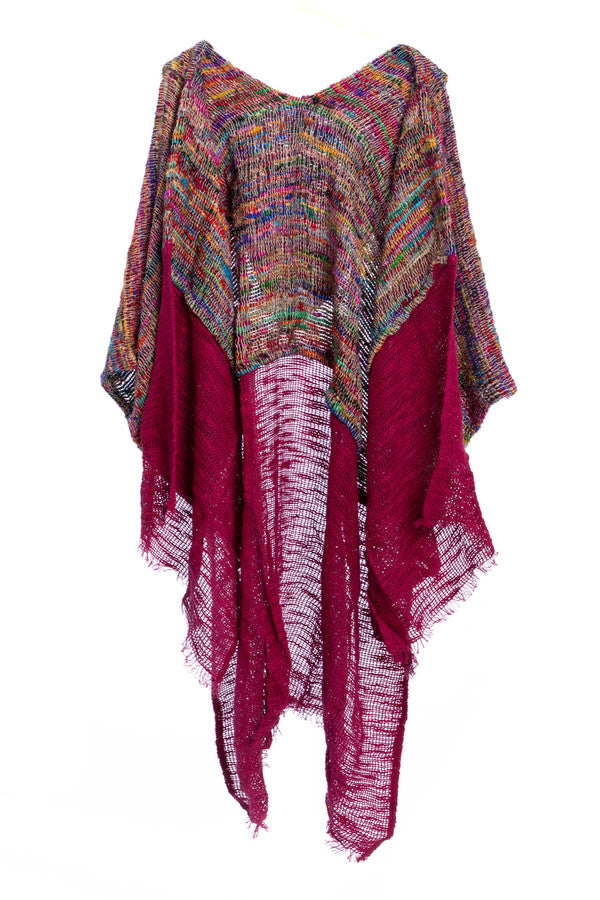 Rainbow Sari Hooded Kimono