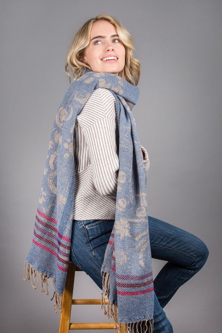 Reversible Denim Mixed Print Scarf