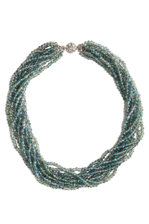Multi Strand Green Bead Short Necklace
