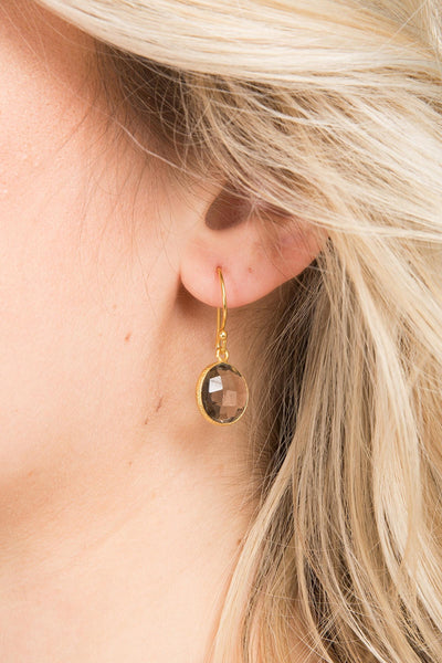 Round Gemstone Dangle Earring
