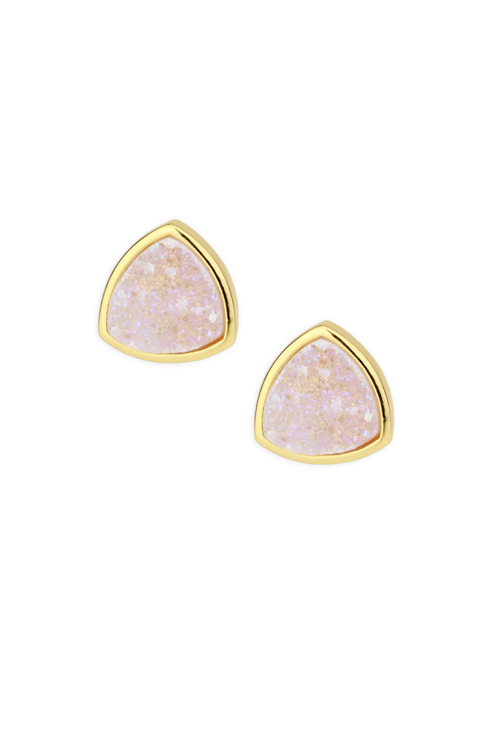 Pyramid Druzy Earring White