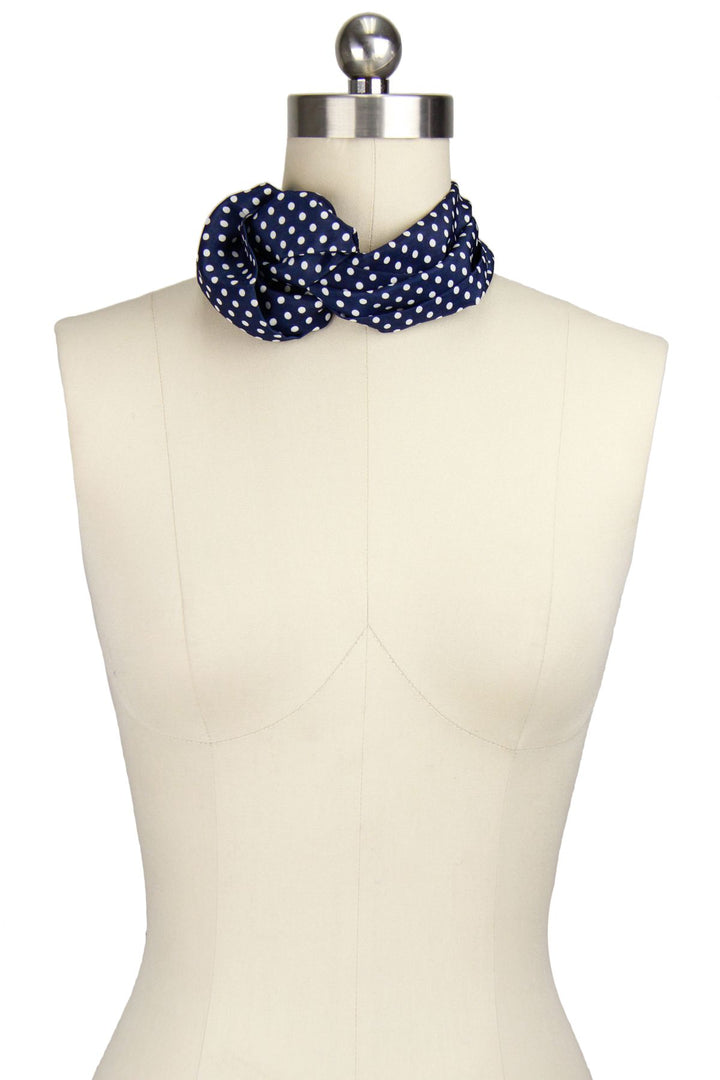 Skinny Polka Dot Navy Scarf