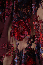 Burgundy Flower Velvet Kimono