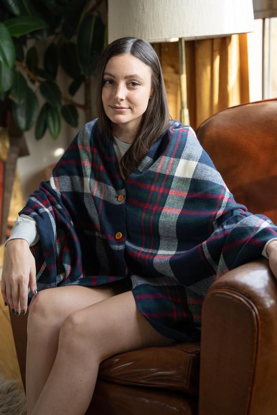 Dana Plaid Poncho