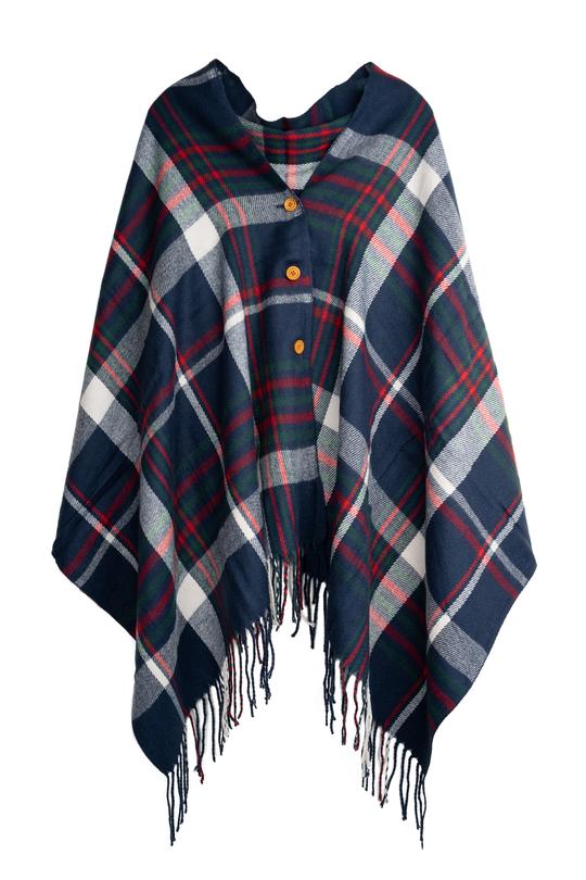 Dana Plaid Poncho