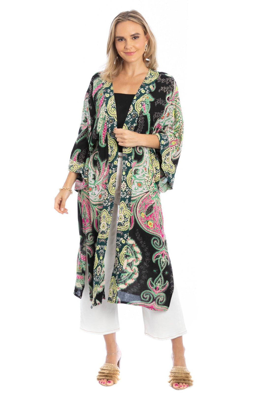 Regal Medallion Printed Midi Duster Kimono