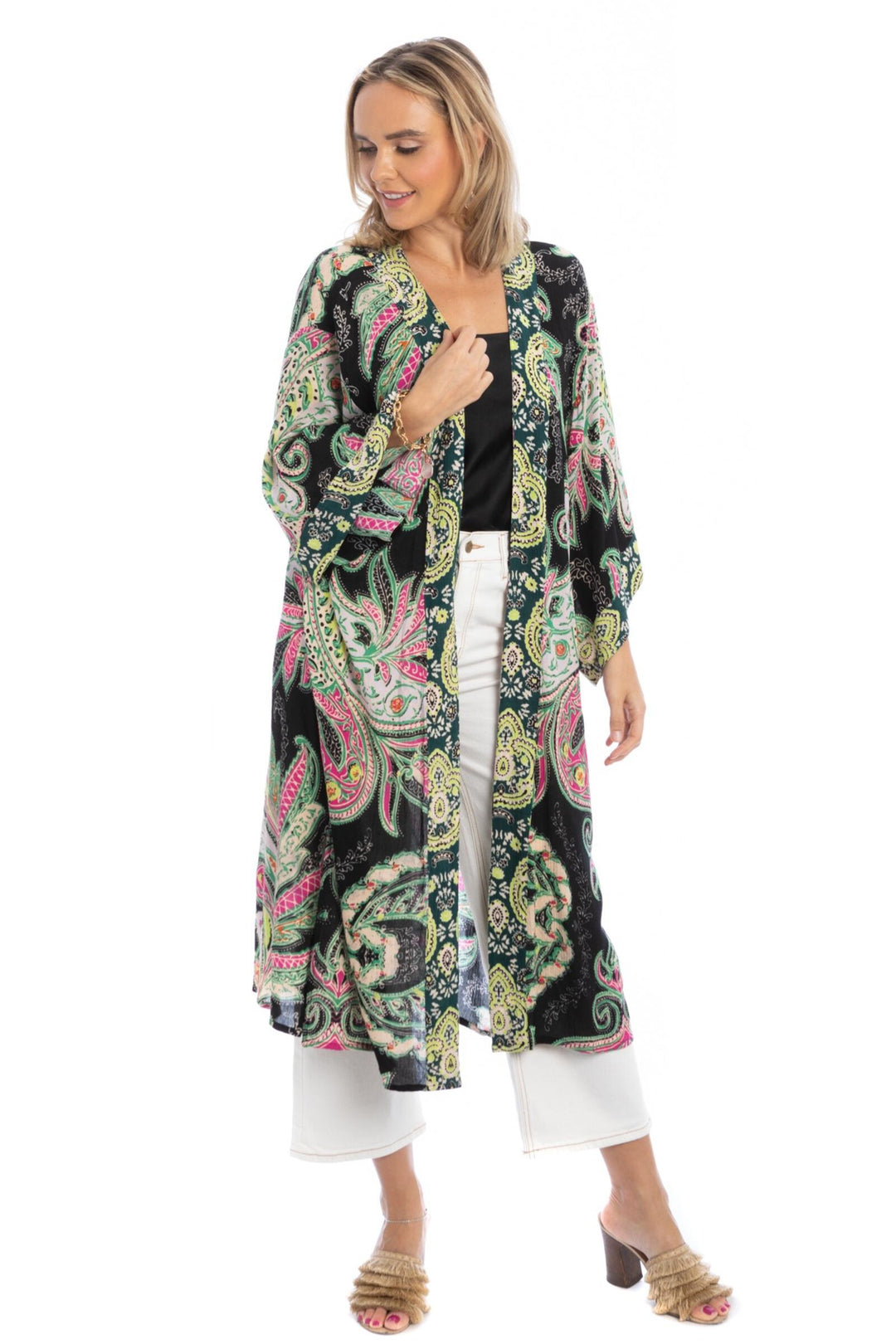 Regal Medallion Printed Midi Duster Kimono