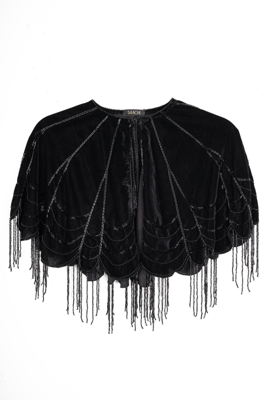 Scallops Embellished Velvet Capelet