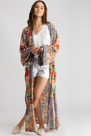 Exotic Mixed Floral Long Kimono