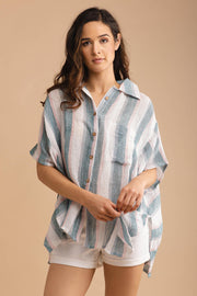 Oversized Striped Linen Shirt