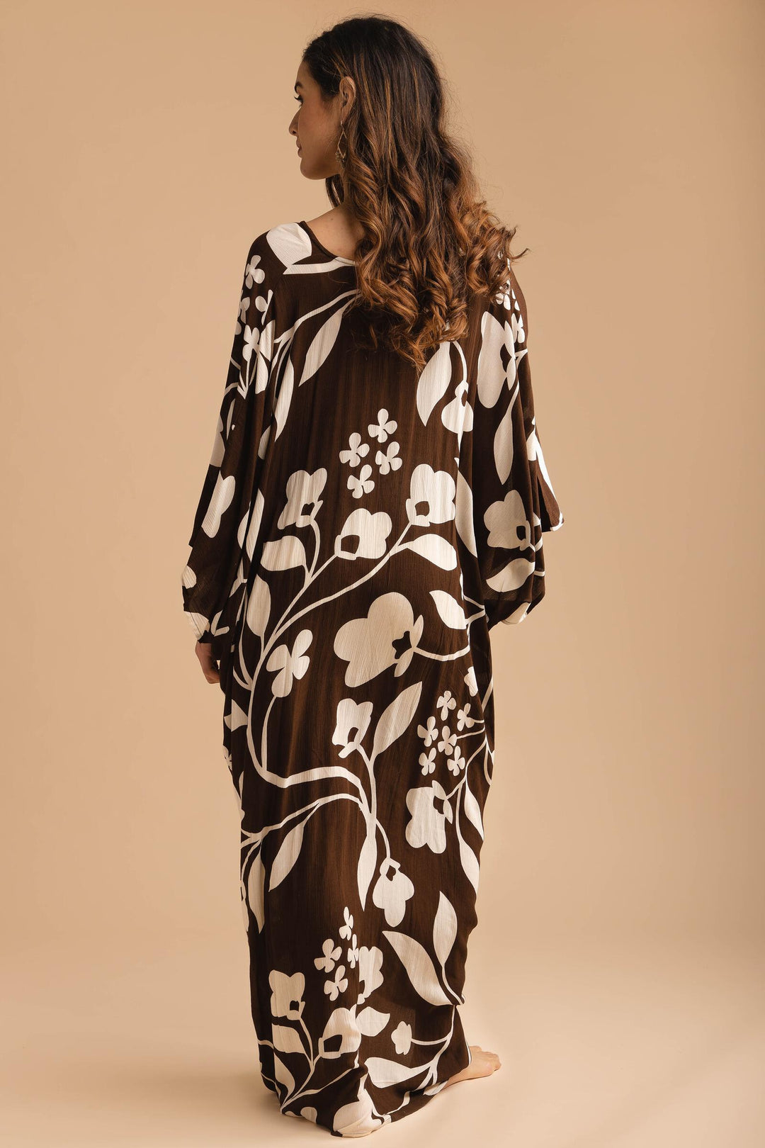 Shadow Floral Print Maxi Kaftan