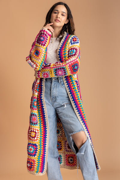 Granny Square Crochet Multi Kimono