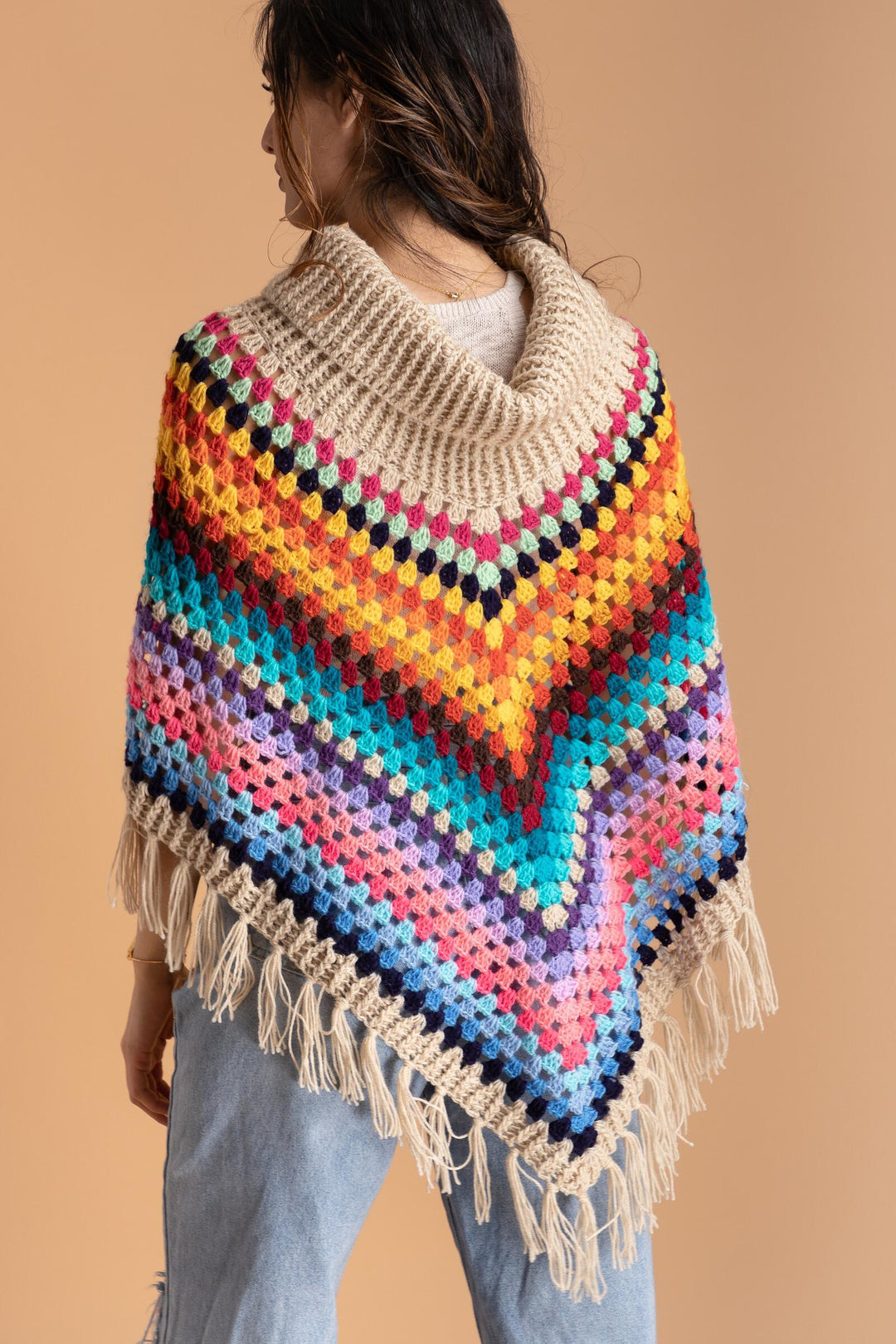 Earth To Sky Multicolor Crochet Poncho