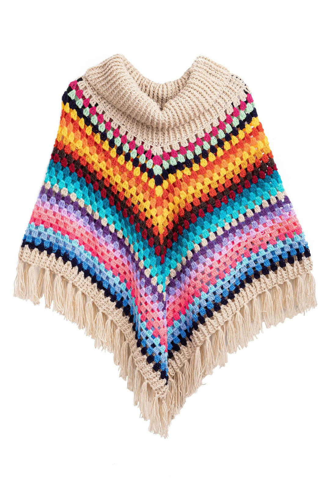 Earth To Sky Multicolor Crochet Poncho