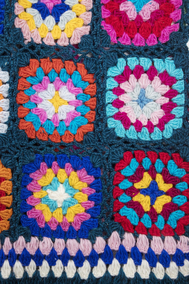 Hooded Wool Granny Square Crochet Kimono