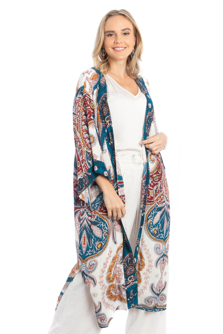 Regal Medallion Printed Midi Duster Kimono