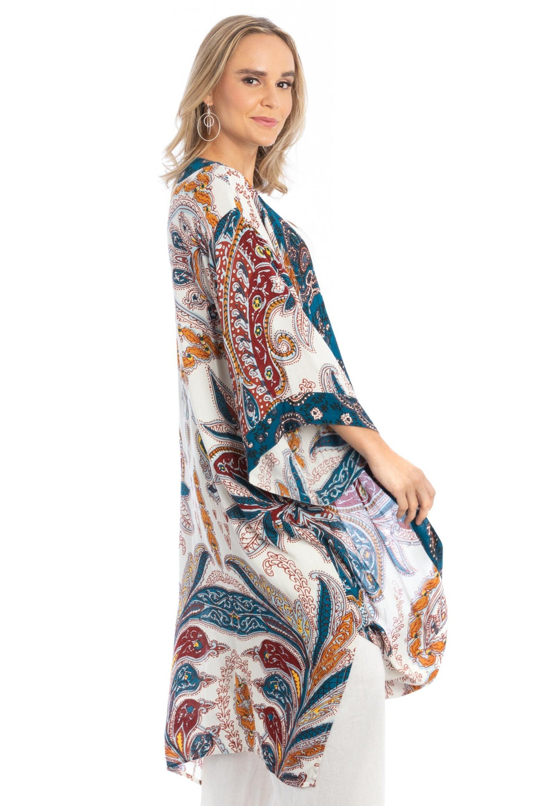 Regal Medallion Printed Midi Duster Kimono