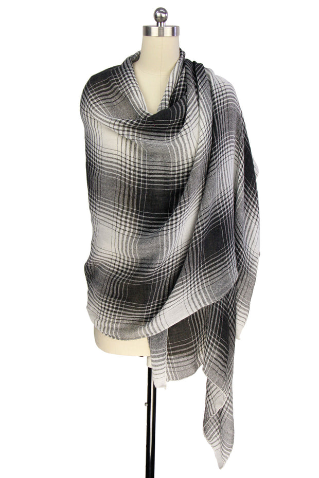 Two Toned Faded Plaid Scarf