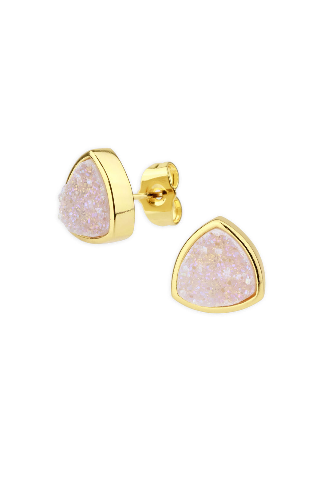 Pyramid Druzy Earring White