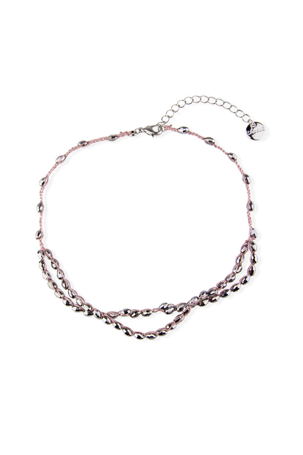 Delicate Double Strand Beaded Choker Necklace