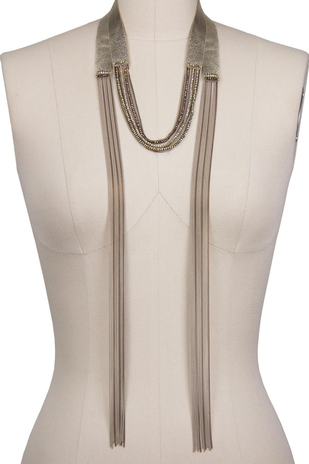 Long Double Jaded Choker Necklace