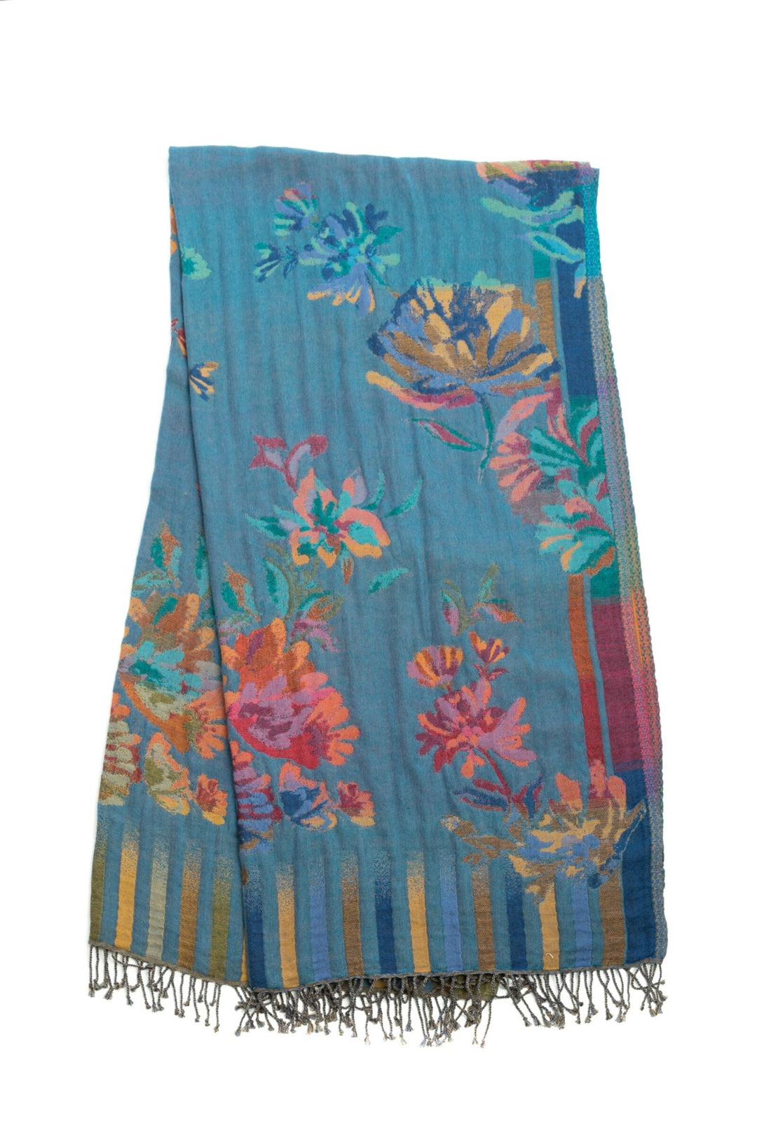 Cool-Toned Floral Reversible Scarf