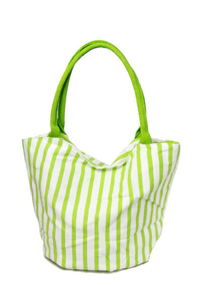 Green White Striped Bag