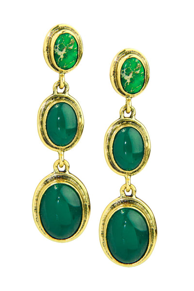 Triple stone earring green
