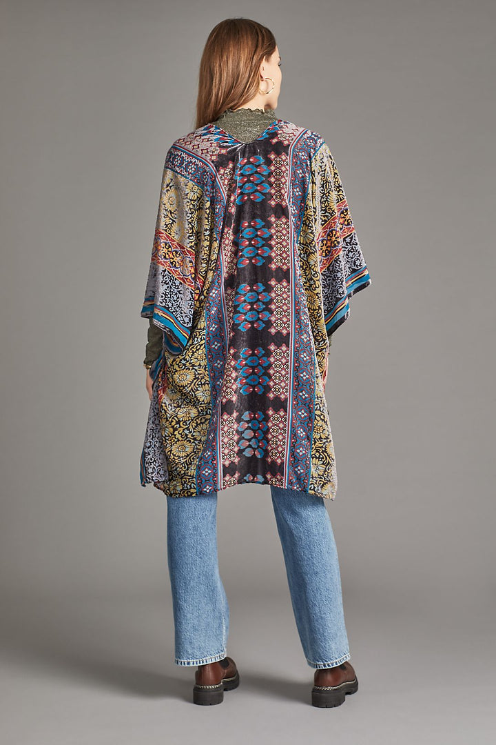 Bohemian Multi Burnout Velvet Kimono