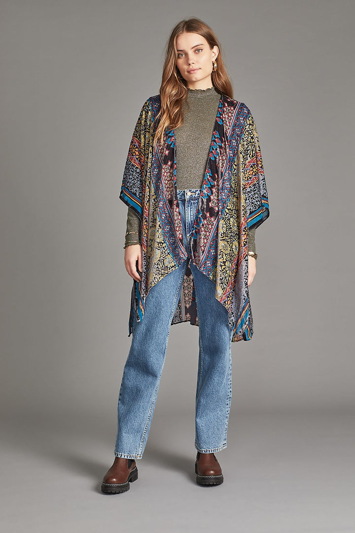 Bohemian Multi Burnout Velvet Kimono