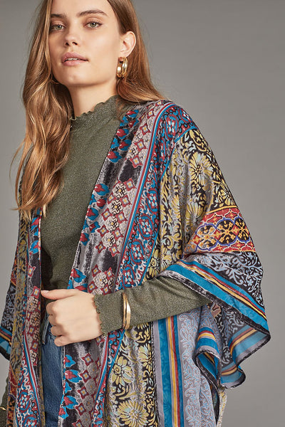 Bohemian Multi Burnout Velvet Kimono