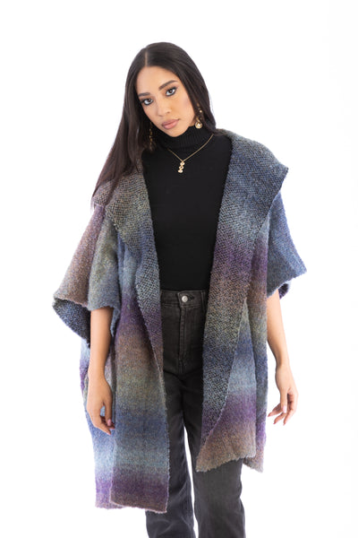 Hooded Gradient Striped Kimono